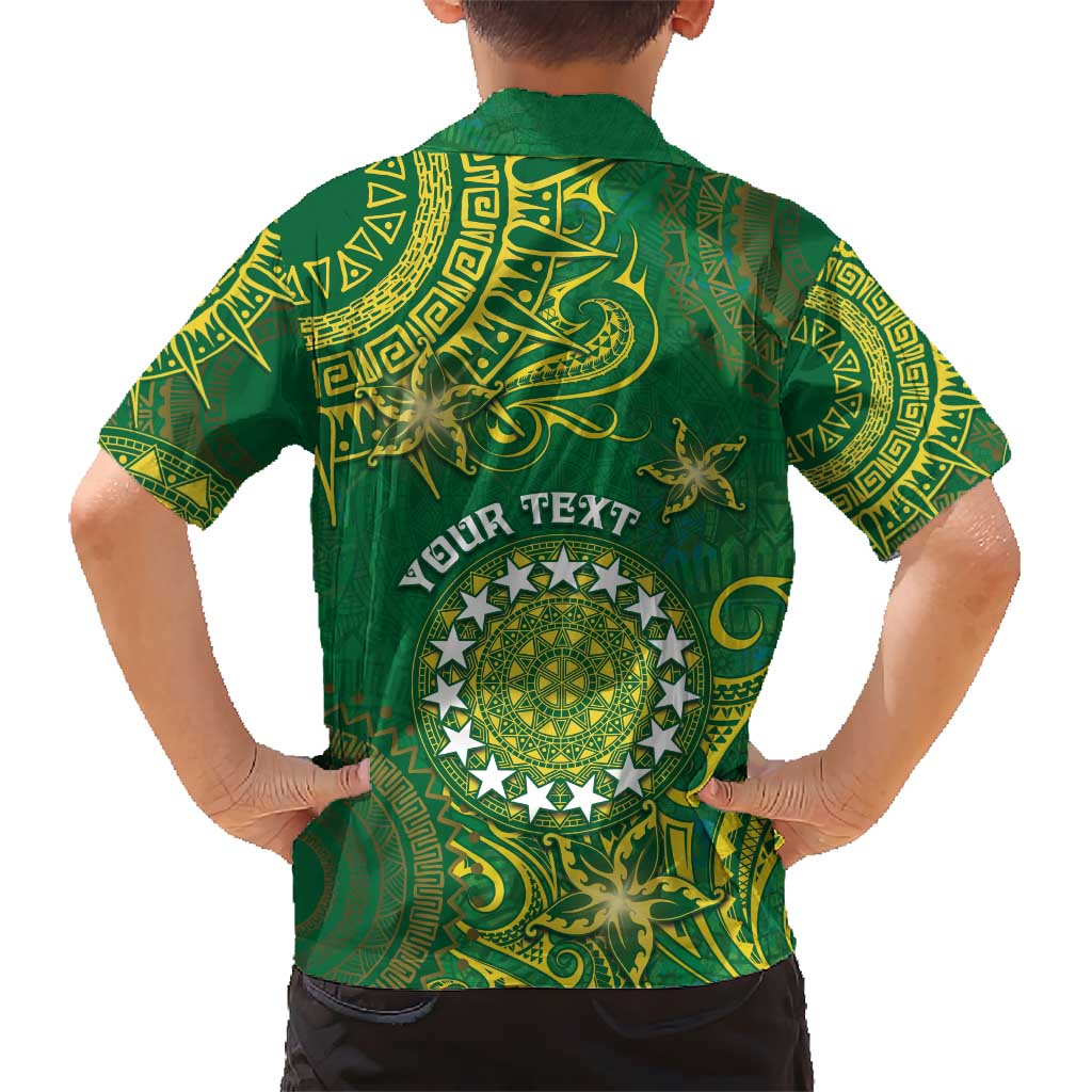 Personalised Cook Islands Hawaiian Shirt Hibiscus Polynesian Tribal Pattern