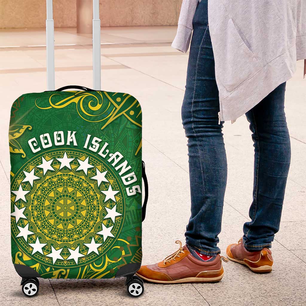 Cook Islands Luggage Cover Hibiscus Polynesian Tribal Pattern