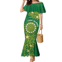 Personalised Cook Islands Mermaid Dress Hibiscus Polynesian Tribal Pattern