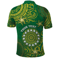 Personalised Cook Islands Polo Shirt Hibiscus Polynesian Tribal Pattern