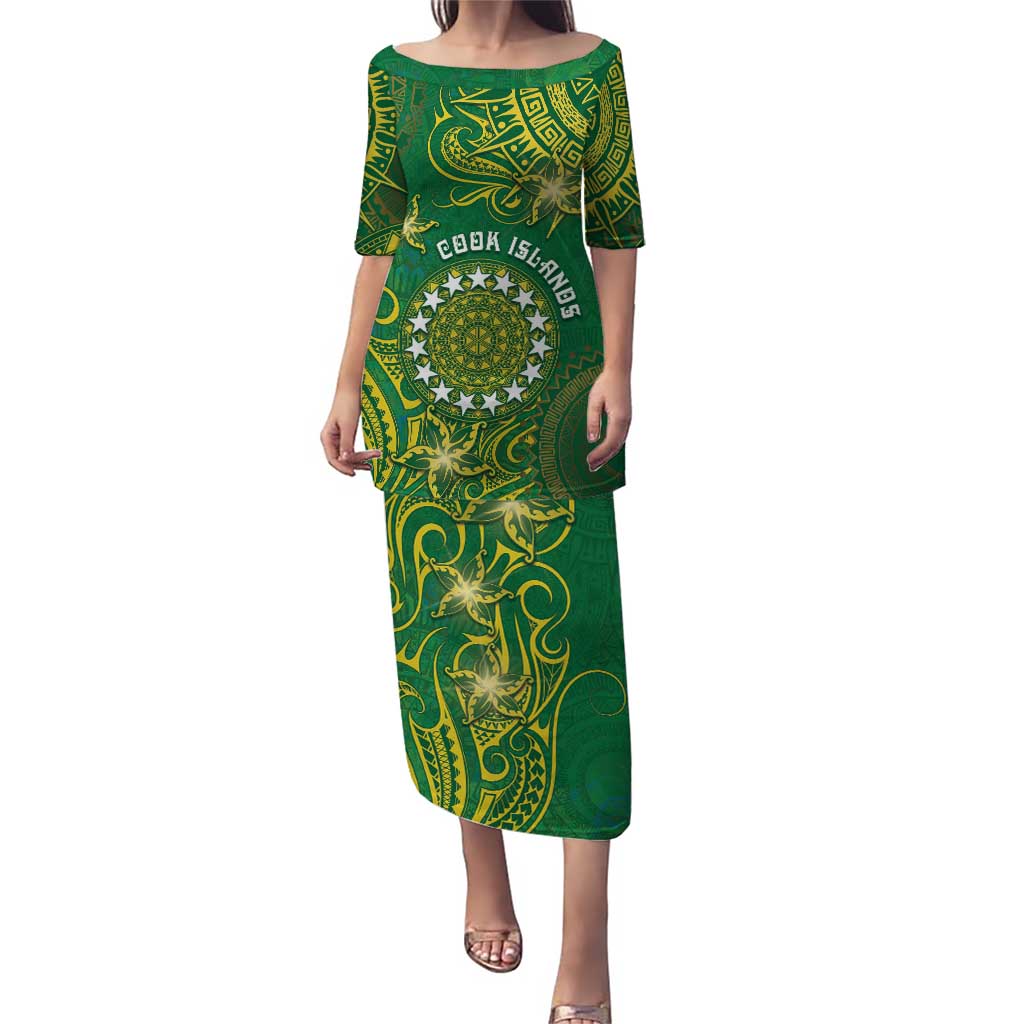 Personalised Cook Islands Puletasi Hibiscus Polynesian Tribal Pattern