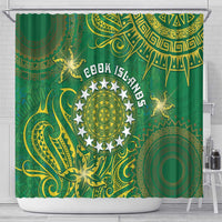 Cook Islands Shower Curtain Hibiscus Polynesian Tribal Pattern