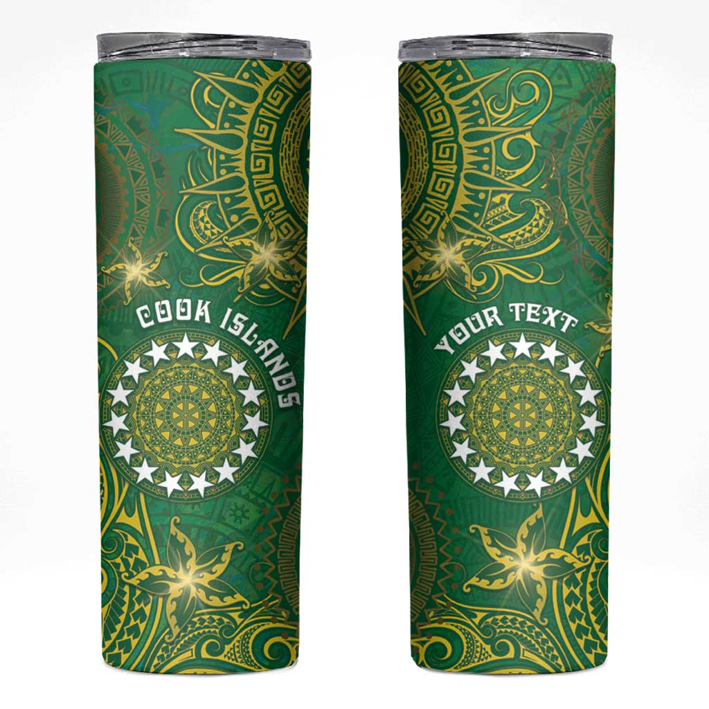 Personalised Cook Islands Skinny Tumbler Hibiscus Polynesian Tribal Pattern