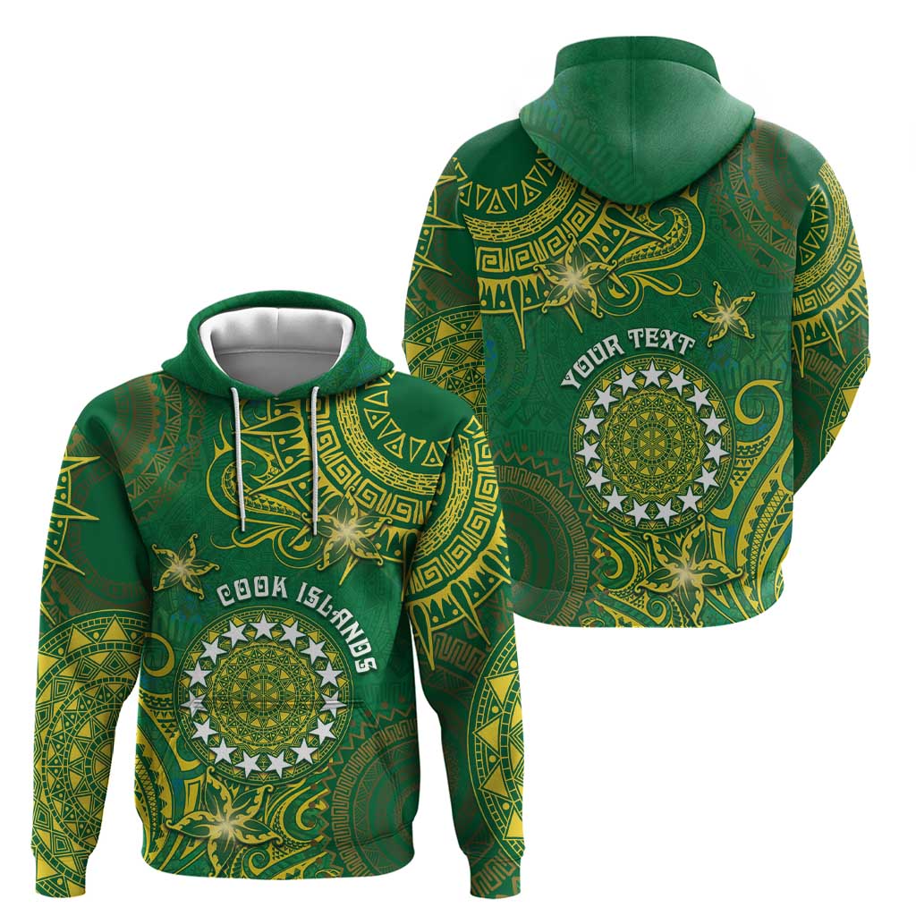 Personalised Cook Islands Zip Hoodie Hibiscus Polynesian Tribal Pattern