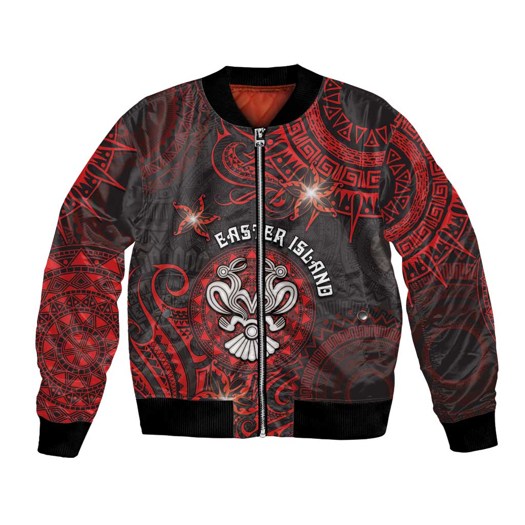 Personalised Easter Island Bomber Jacket Hibiscus Polynesian Tribal Pattern