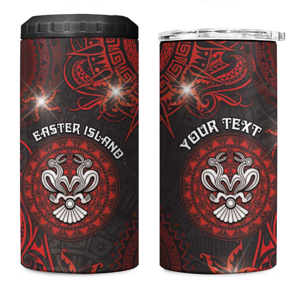 Personalised Easter Island 4 in 1 Can Cooler Tumbler Hibiscus Polynesian Tribal Pattern