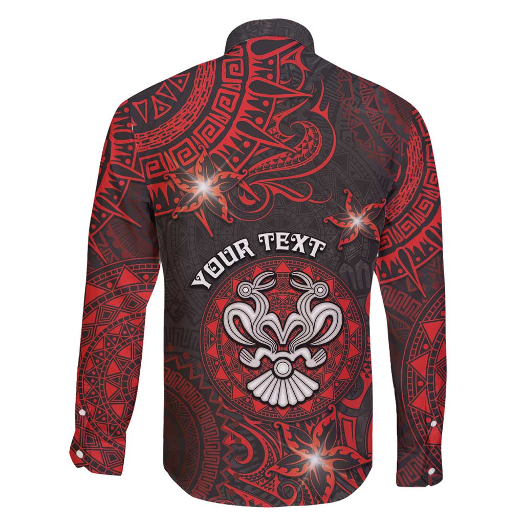 Personalised Easter Island Family Matching Long Sleeve Bodycon Dress and Hawaiian Shirt Hibiscus Polynesian Tribal Pattern