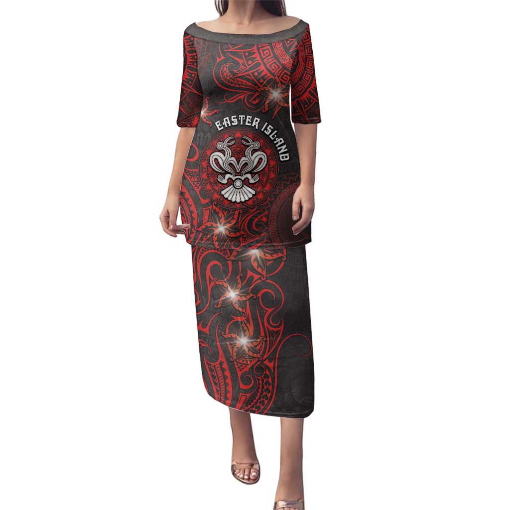 Personalised Easter Island Family Matching Puletasi and Hawaiian Shirt Hibiscus Polynesian Tribal Pattern