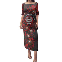 Personalised Easter Island Family Matching Puletasi and Hawaiian Shirt Hibiscus Polynesian Tribal Pattern
