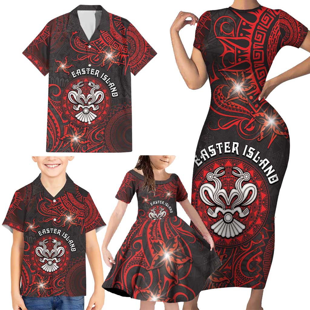 Personalised Easter Island Family Matching Short Sleeve Bodycon Dress and Hawaiian Shirt Hibiscus Polynesian Tribal Pattern