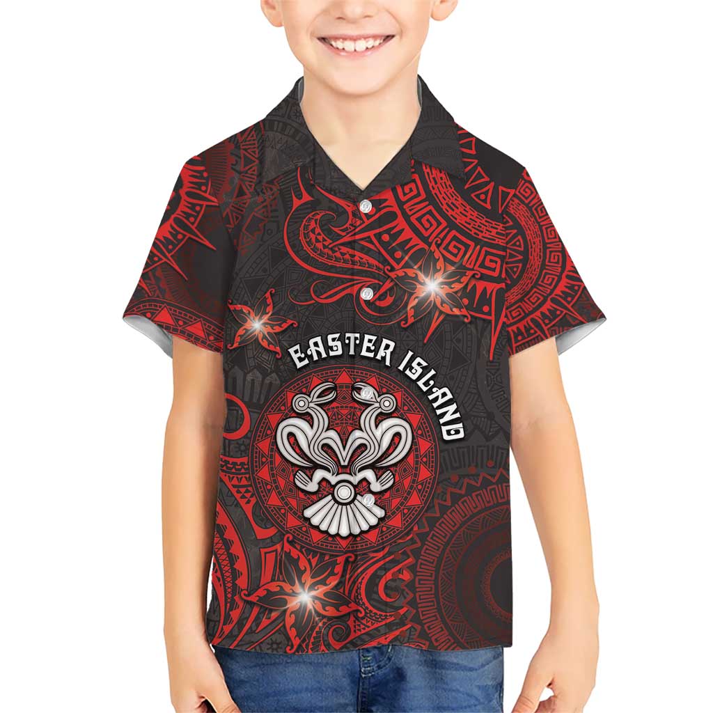 Personalised Easter Island Kid Hawaiian Shirt Hibiscus Polynesian Tribal Pattern