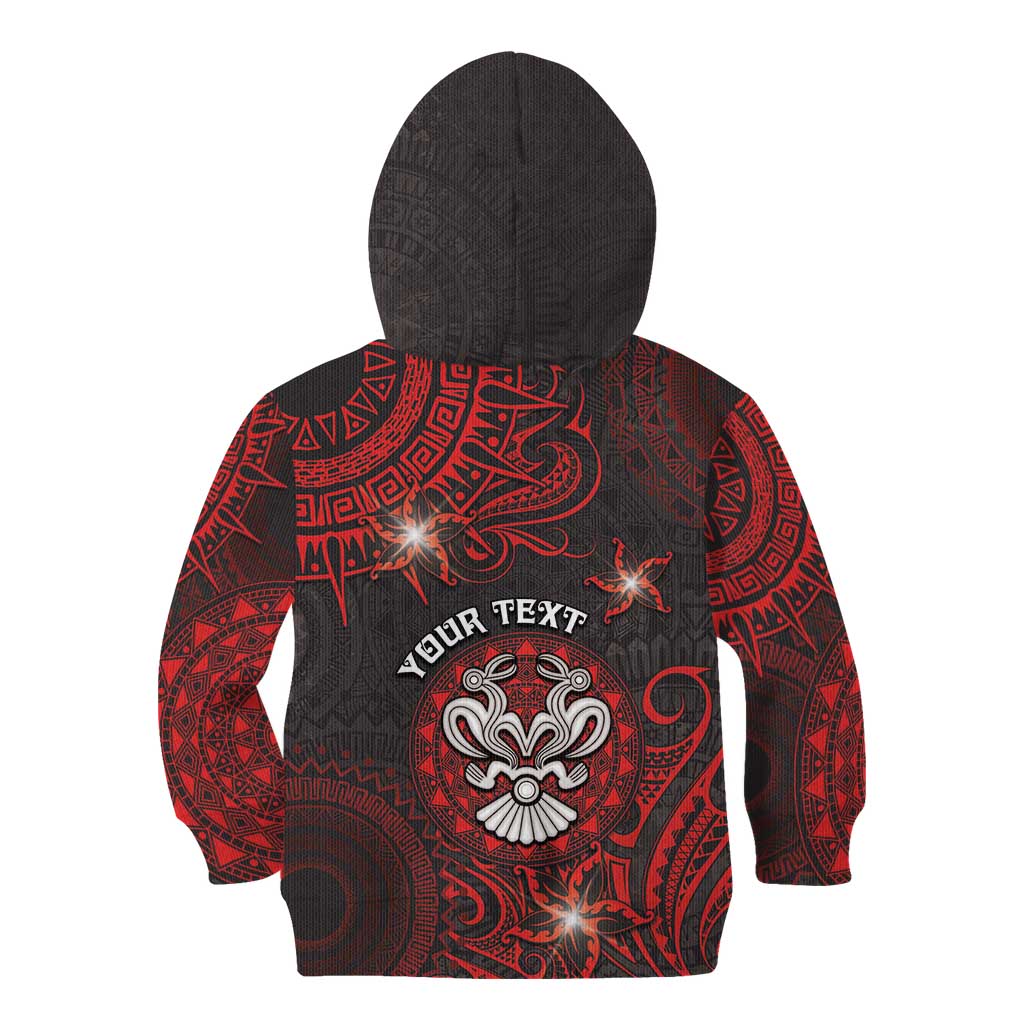 Personalised Easter Island Kid Hoodie Hibiscus Polynesian Tribal Pattern