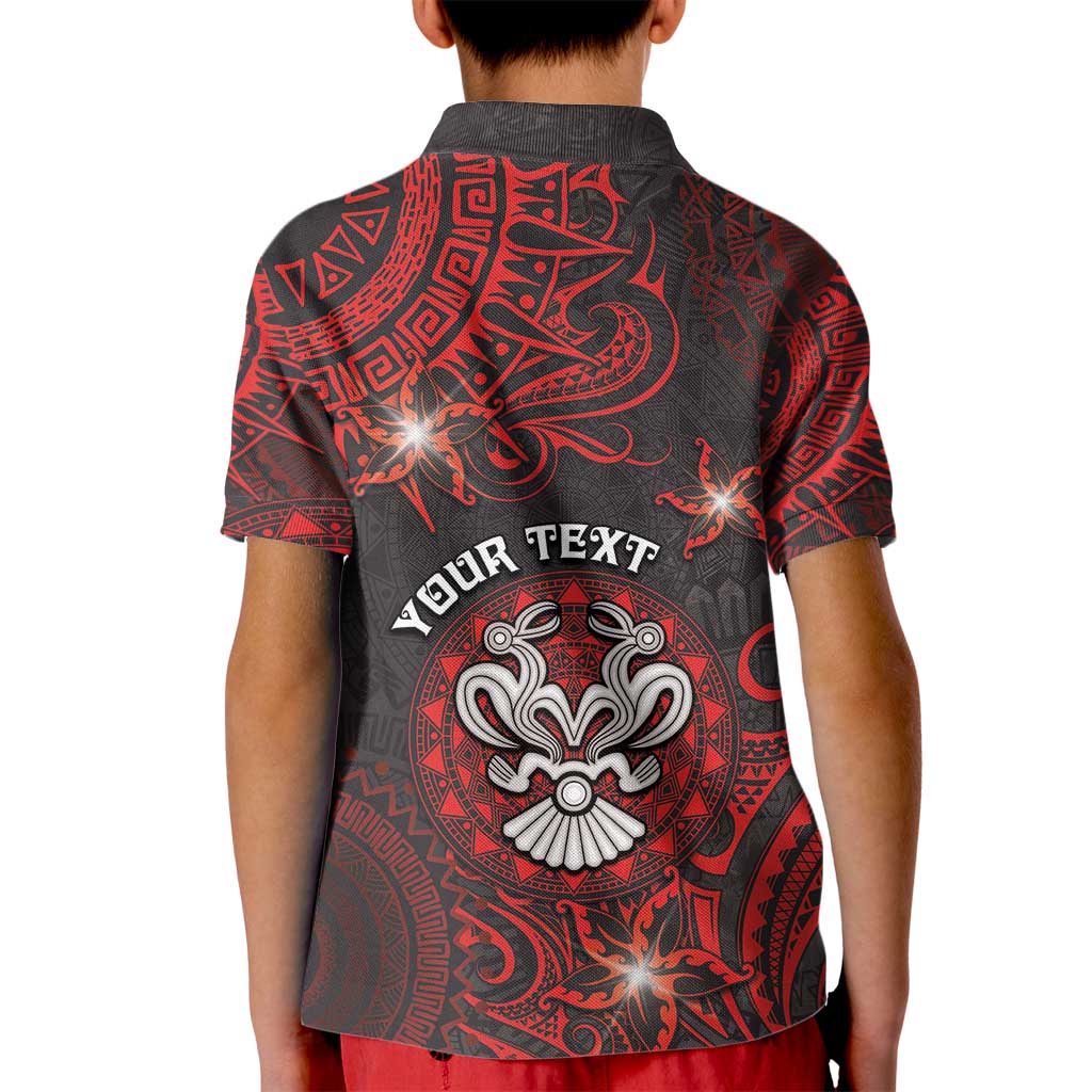 Personalised Easter Island Kid Polo Shirt Hibiscus Polynesian Tribal Pattern
