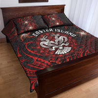 Easter Island Quilt Bed Set Hibiscus Polynesian Tribal Pattern