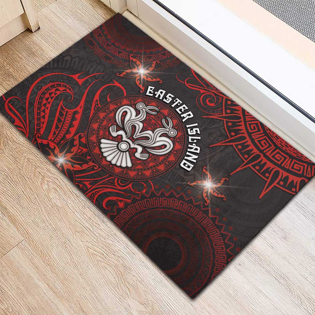 Easter Island Rubber Doormat Hibiscus Polynesian Tribal Pattern