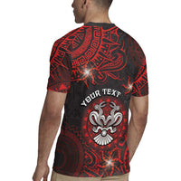 Personalised Easter Island Rugby Jersey Hibiscus Polynesian Tribal Pattern