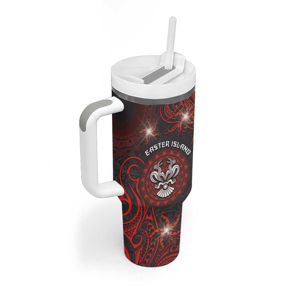 Personalised Easter Island Tumbler With Handle Hibiscus Polynesian Tribal Pattern