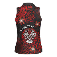 Personalised Easter Island Women Sleeveless Polo Shirt Hibiscus Polynesian Tribal Pattern DT05 - Polynesian Pride