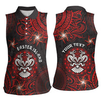 Personalised Easter Island Women Sleeveless Polo Shirt Hibiscus Polynesian Tribal Pattern DT05 - Polynesian Pride
