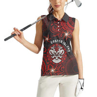 Personalised Easter Island Women Sleeveless Polo Shirt Hibiscus Polynesian Tribal Pattern DT05 - Polynesian Pride