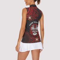 Personalised Easter Island Women Sleeveless Polo Shirt Hibiscus Polynesian Tribal Pattern DT05 - Polynesian Pride