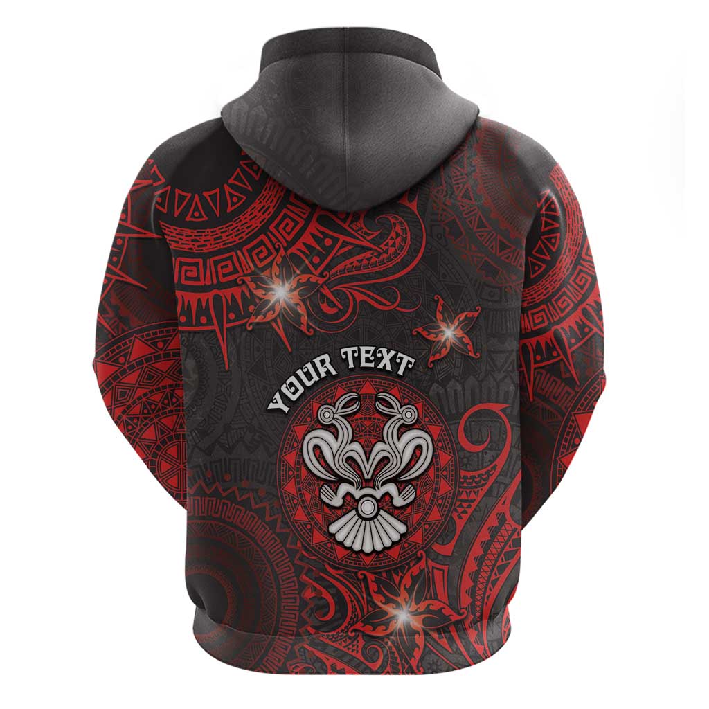 Personalised Easter Island Zip Hoodie Hibiscus Polynesian Tribal Pattern