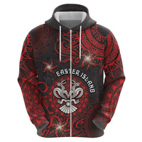 Personalised Easter Island Zip Hoodie Hibiscus Polynesian Tribal Pattern