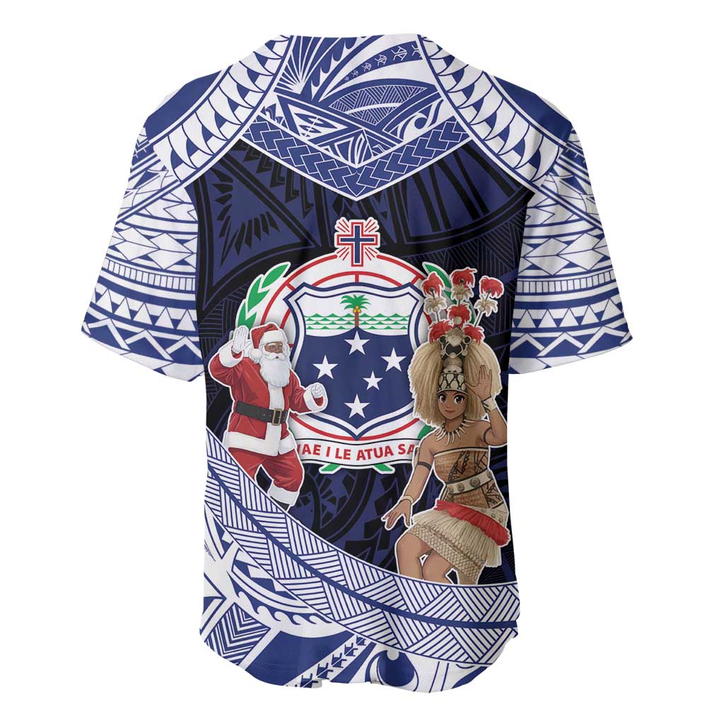 Samoa Christmas Baseball Jersey Samoan Siva Dance With Santa - Polynesian Pride