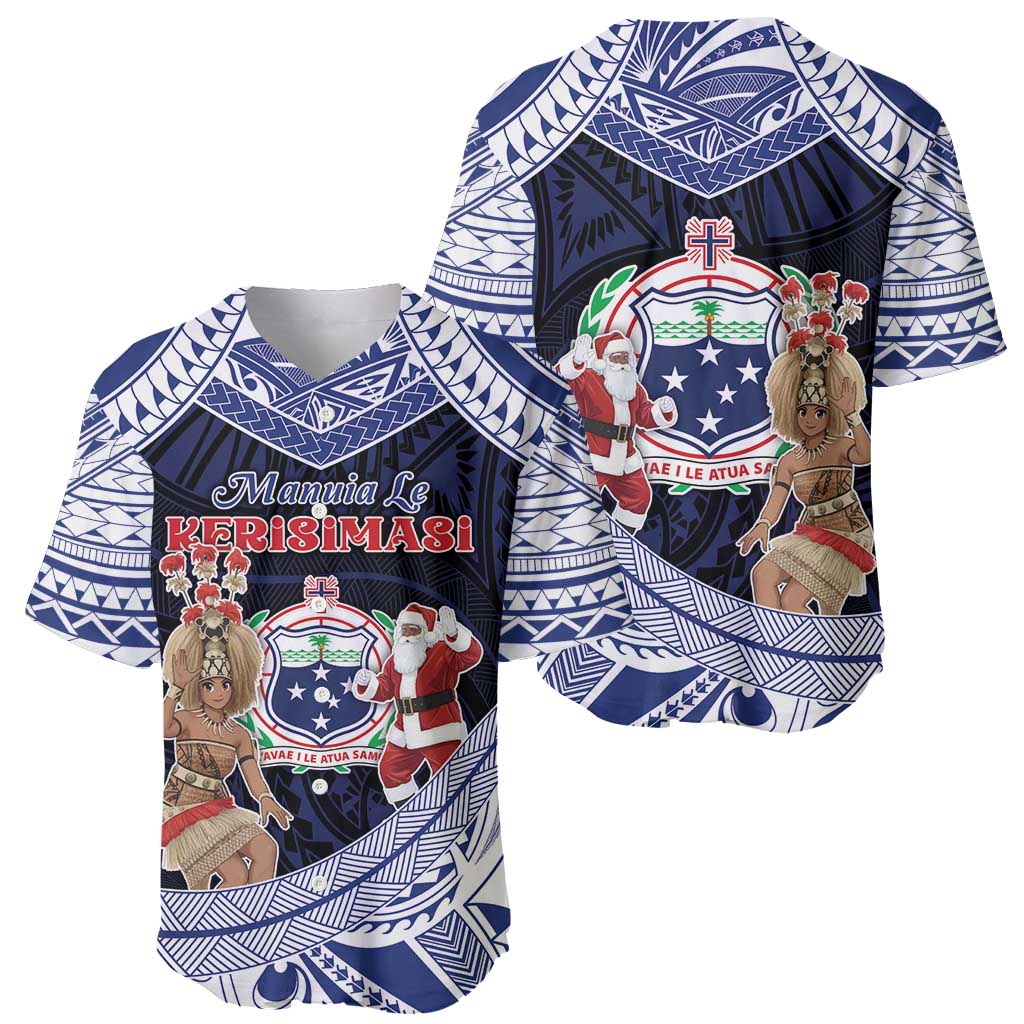 Samoa Christmas Baseball Jersey Samoan Siva Dance With Santa - Polynesian Pride