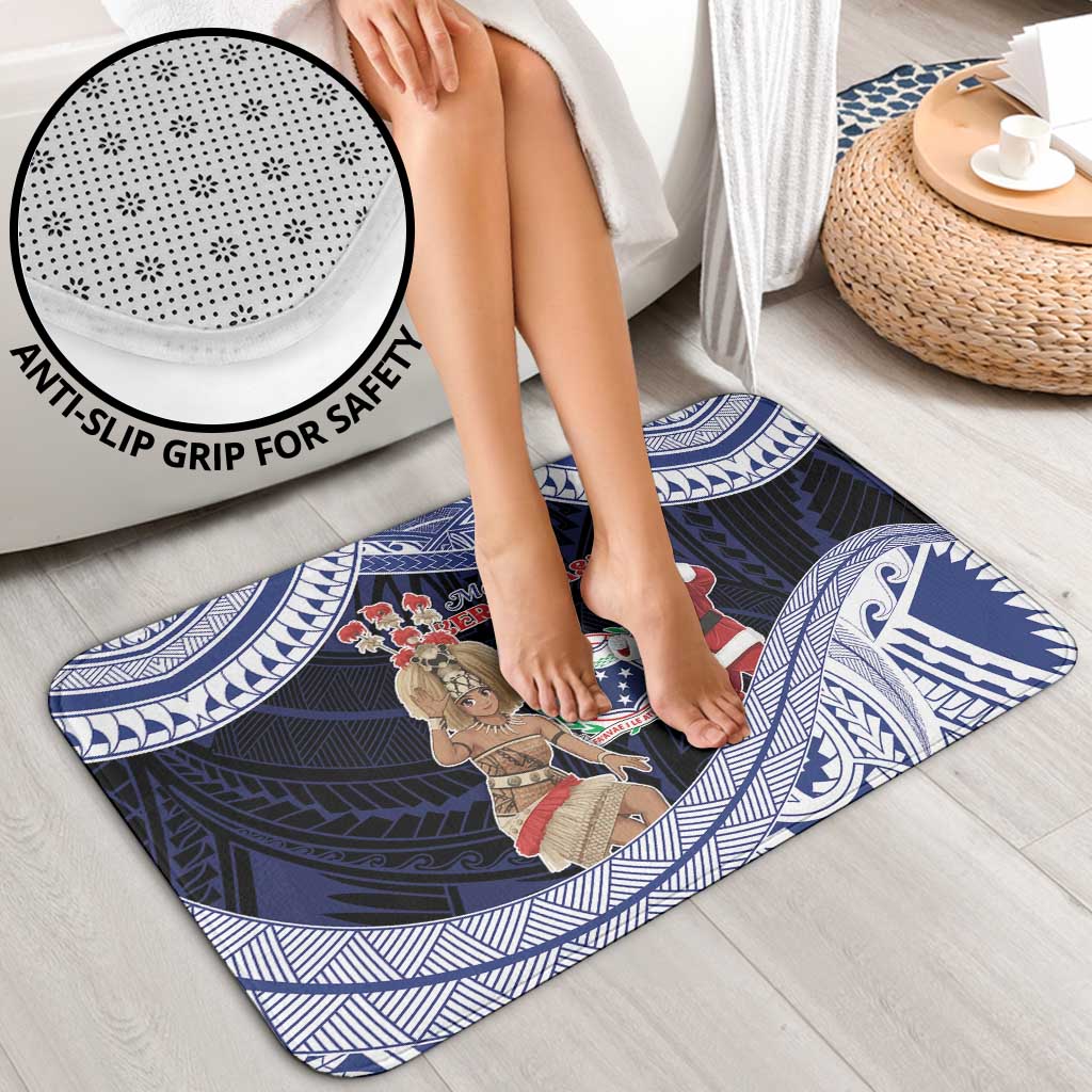 Samoa Christmas Bathroom Set Samoan Siva Dance With Santa - Polynesian Pride