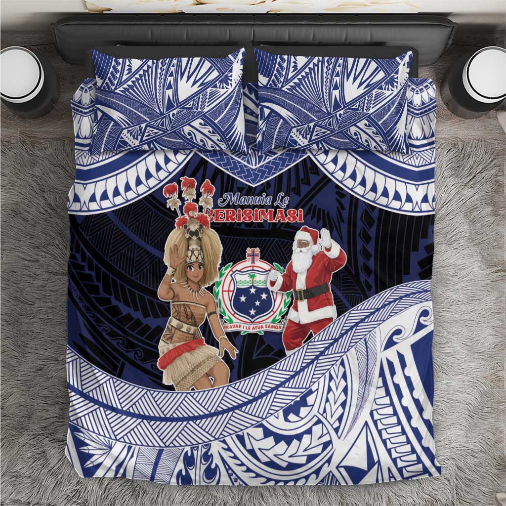 Samoa Christmas Bedding Set Samoan Siva Dance With Santa - Polynesian Pride