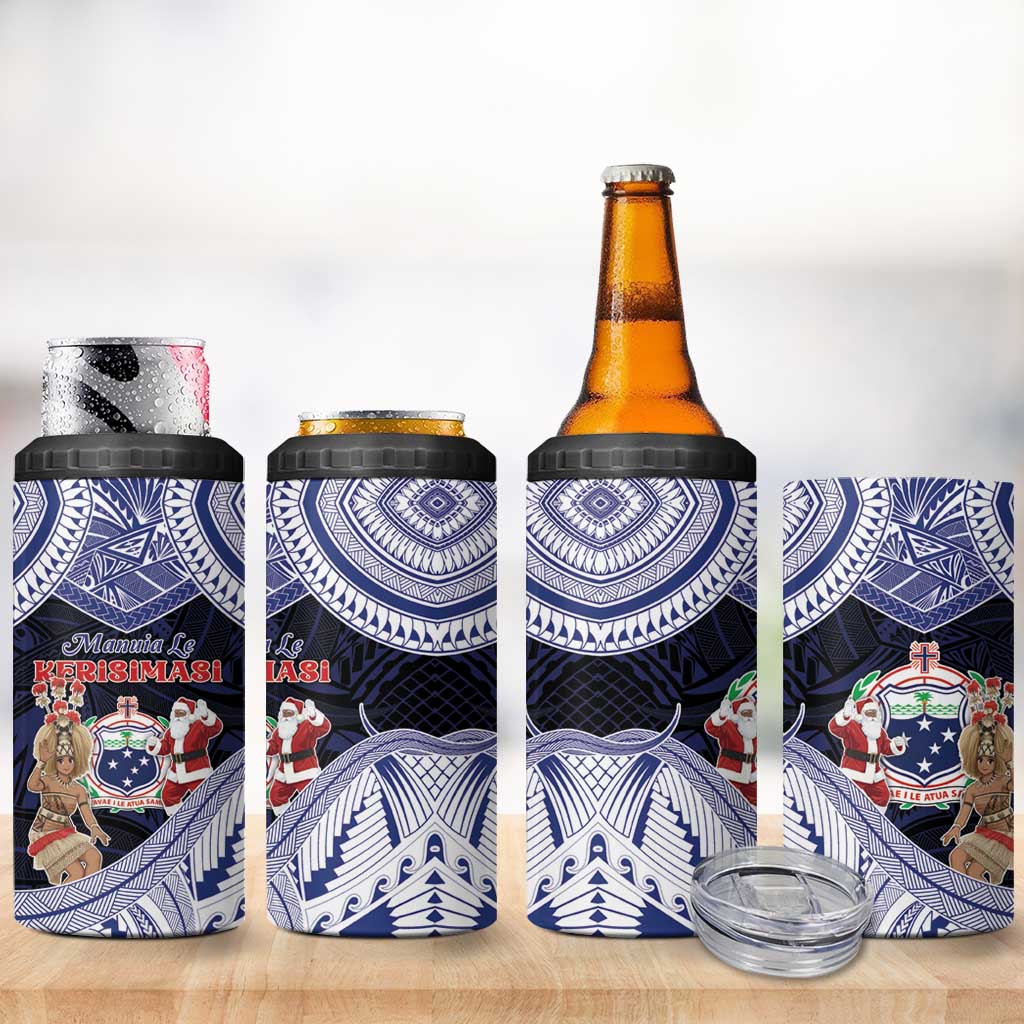 Samoa Christmas 4 in 1 Can Cooler Tumbler Samoan Siva Dance With Santa - Polynesian Pride