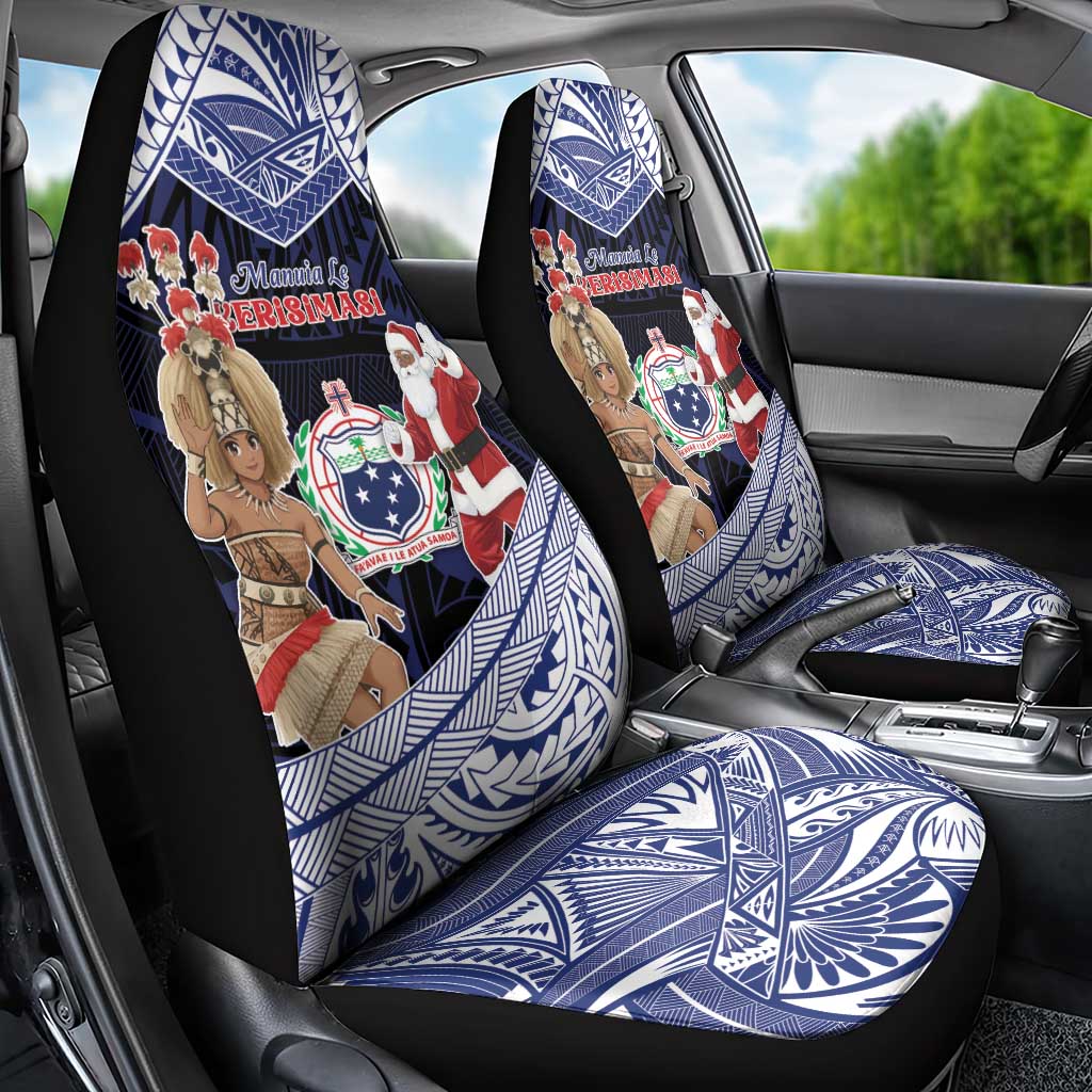 Samoa Christmas Car Seat Cover Samoan Siva Dance With Santa - Polynesian Pride