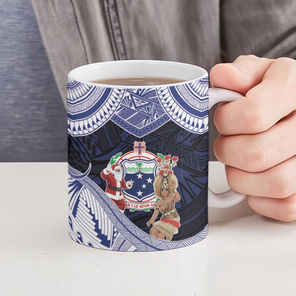 Samoa Christmas Ceramic Mug Samoan Siva Dance With Santa - Polynesian Pride