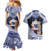 Samoa Christmas Couples Matching Mermaid Dress and Hawaiian Shirt Samoan Siva Dance With Santa - Polynesian Pride