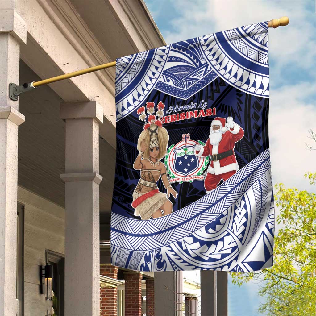 Samoa Christmas Garden Flag Samoan Siva Dance With Santa - Polynesian Pride