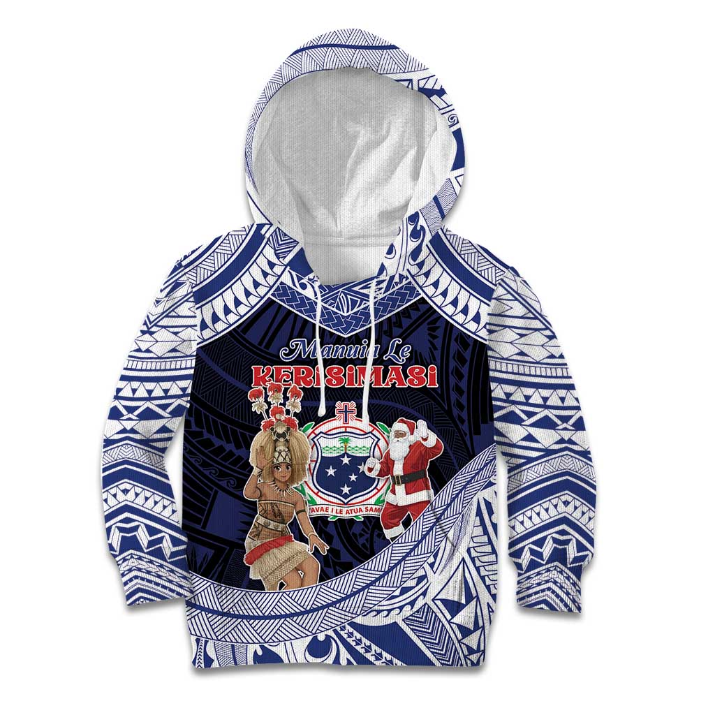 Samoa Christmas Kid Hoodie Samoan Siva Dance With Santa - Polynesian Pride
