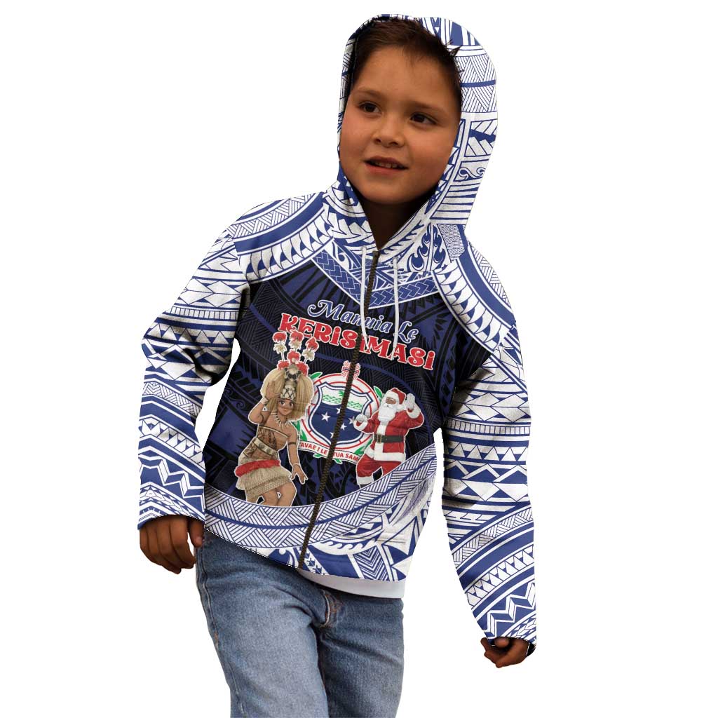 Samoa Christmas Kid Hoodie Samoan Siva Dance With Santa - Polynesian Pride
