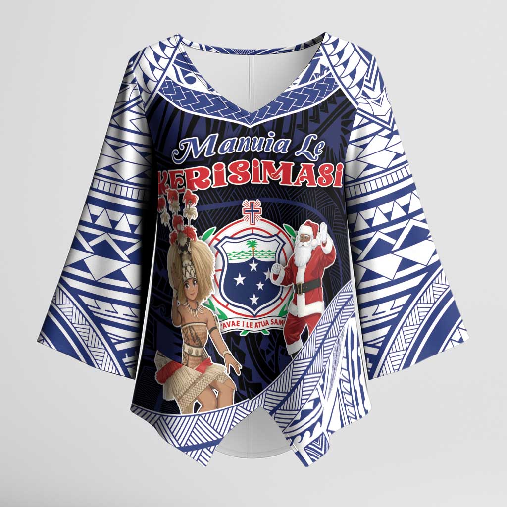 Samoa Christmas Kimono Sleeve Blouse Samoan Siva Dance With Santa - Polynesian Pride