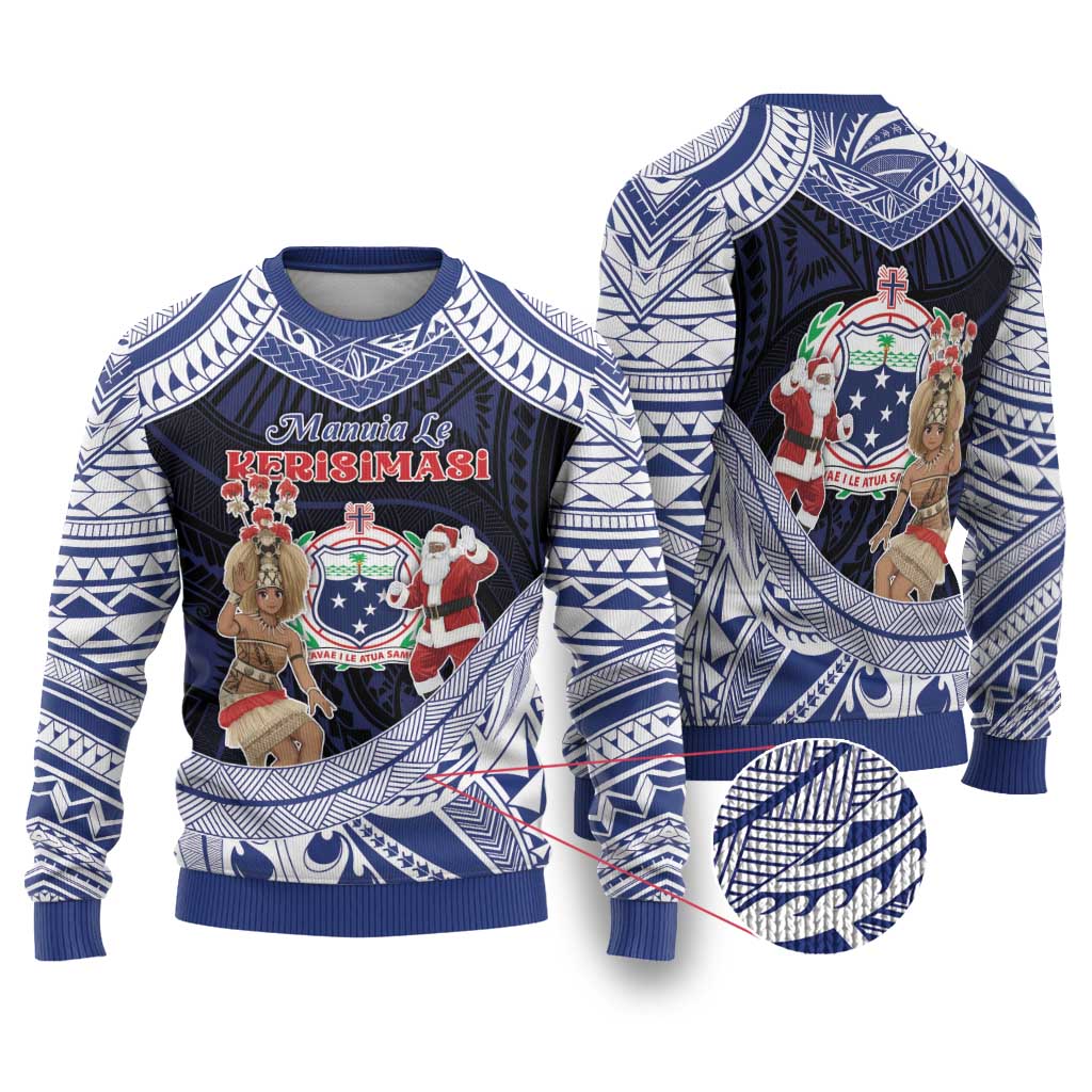 Samoa Christmas Ugly Christmas Sweater Samoan Siva Dance With Santa - Polynesian Pride