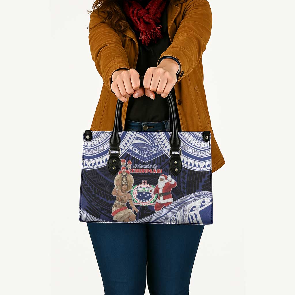 Samoa Christmas Leather Bag Samoan Siva Dance With Santa - Polynesian Pride