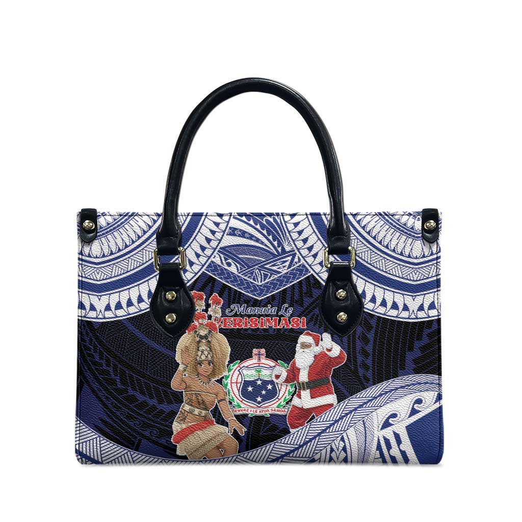 Samoa Christmas Leather Bag Samoan Siva Dance With Santa - Polynesian Pride