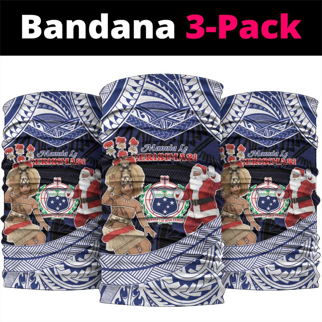 Samoa Christmas Neck Gaiter Samoan Siva Dance With Santa - Polynesian Pride