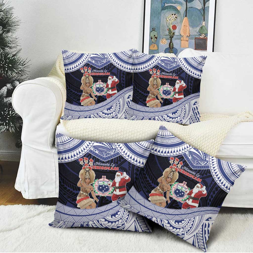 Samoa Christmas Pillow Cover Samoan Siva Dance With Santa - Polynesian Pride