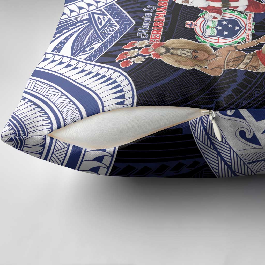 Samoa Christmas Pillow Cover Samoan Siva Dance With Santa - Polynesian Pride