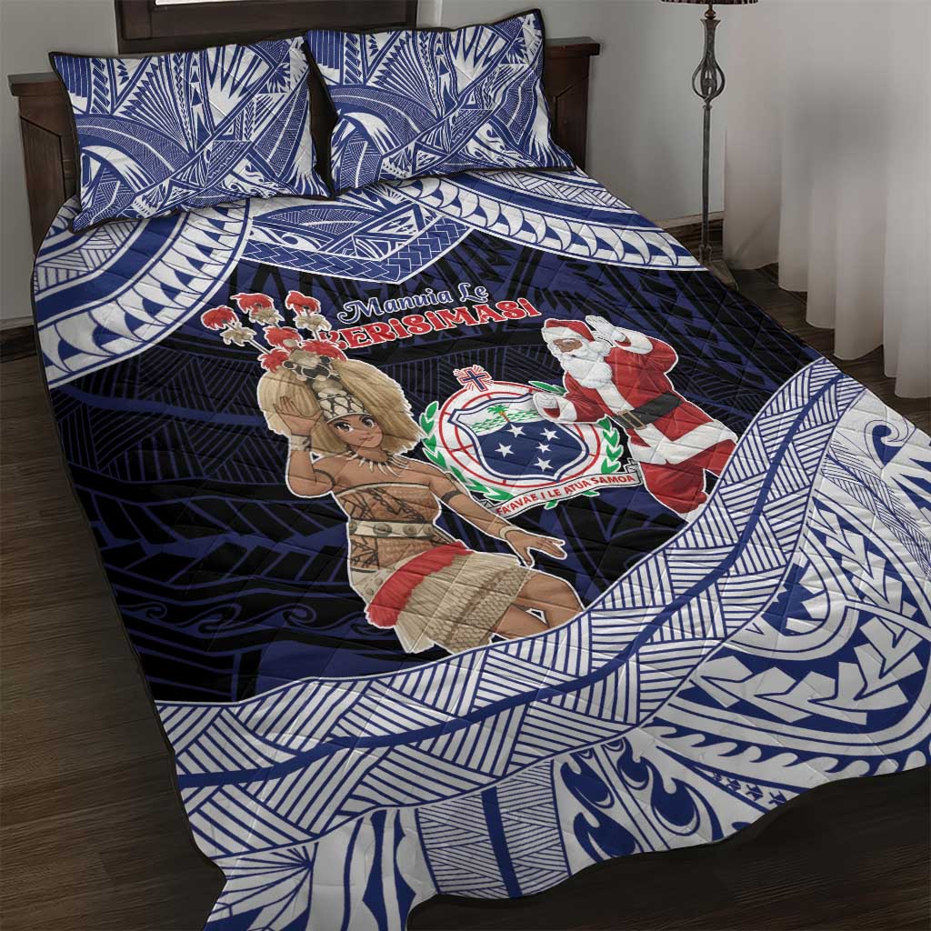 Samoa Christmas Quilt Bed Set Samoan Siva Dance With Santa - Polynesian Pride