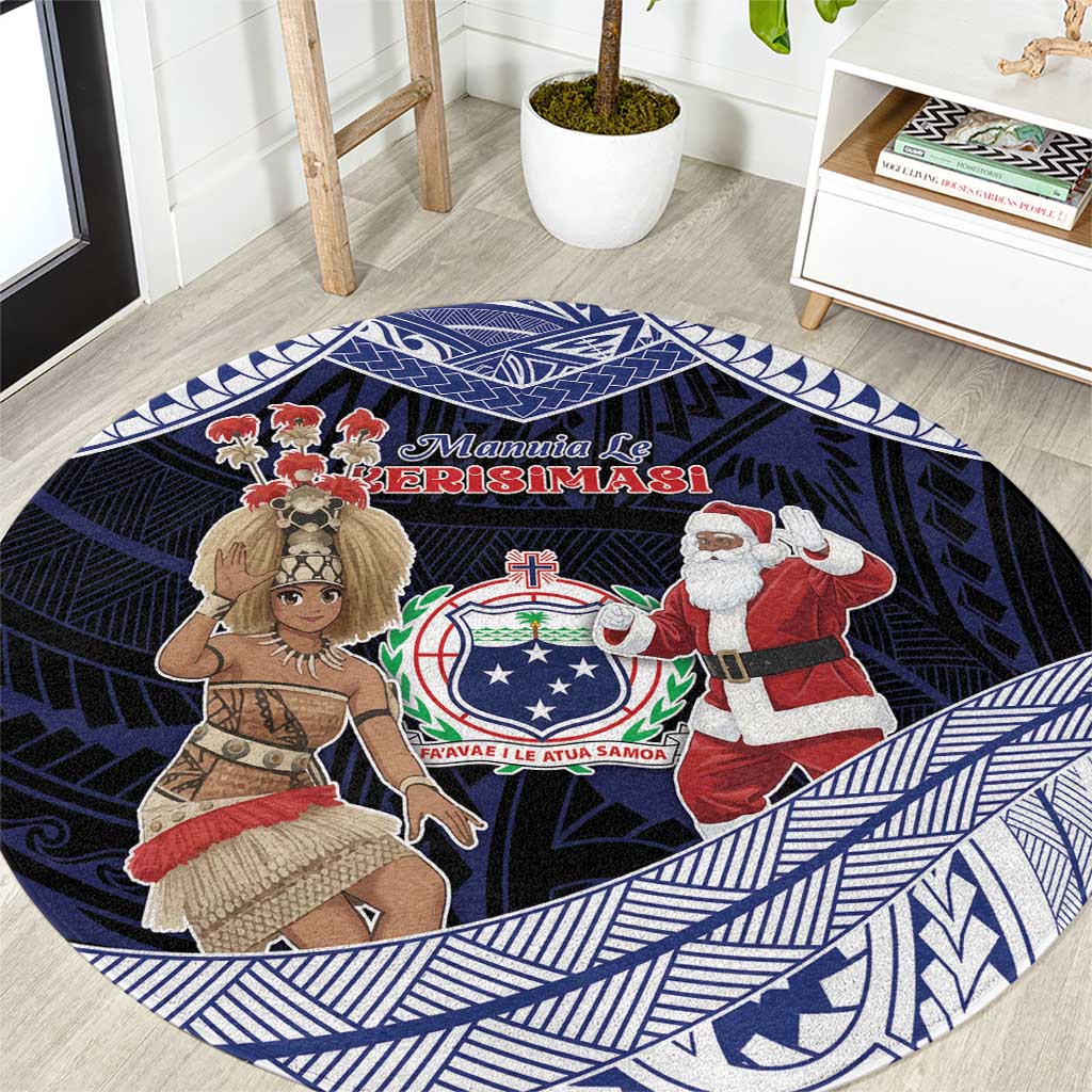 Samoa Christmas Round Carpet Samoan Siva Dance With Santa - Polynesian Pride