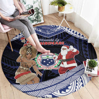 Samoa Christmas Round Carpet Samoan Siva Dance With Santa - Polynesian Pride