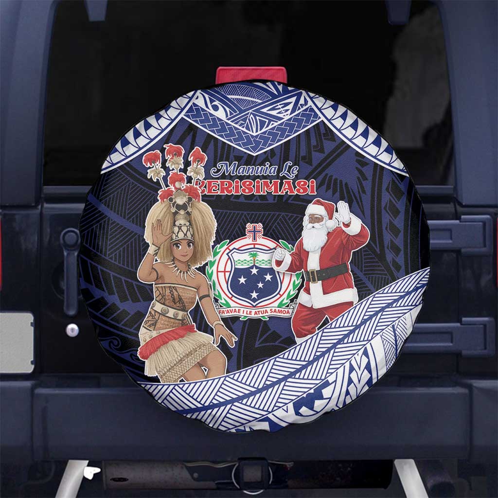 Samoa Christmas Spare Tire Cover Samoan Siva Dance With Santa - Polynesian Pride