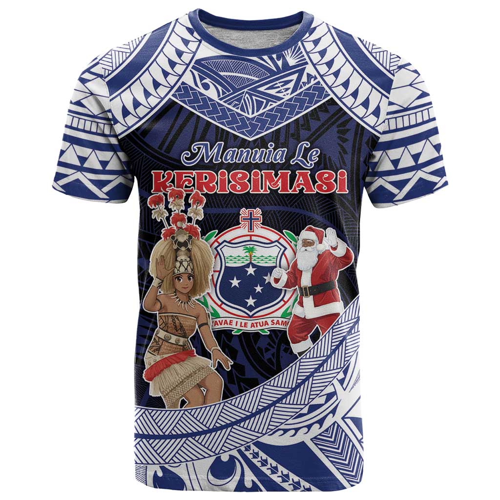 Samoa Christmas T Shirt Samoan Siva Dance With Santa - Polynesian Pride